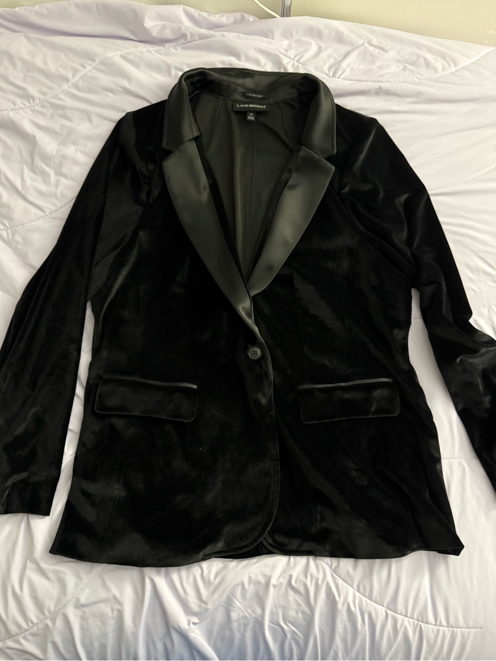 Lane Bryant Black Velvet Blazer with Satin Notch Lapel